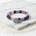 Armband Fluorit/Amethyst (8mm) mit Baum des Lebens