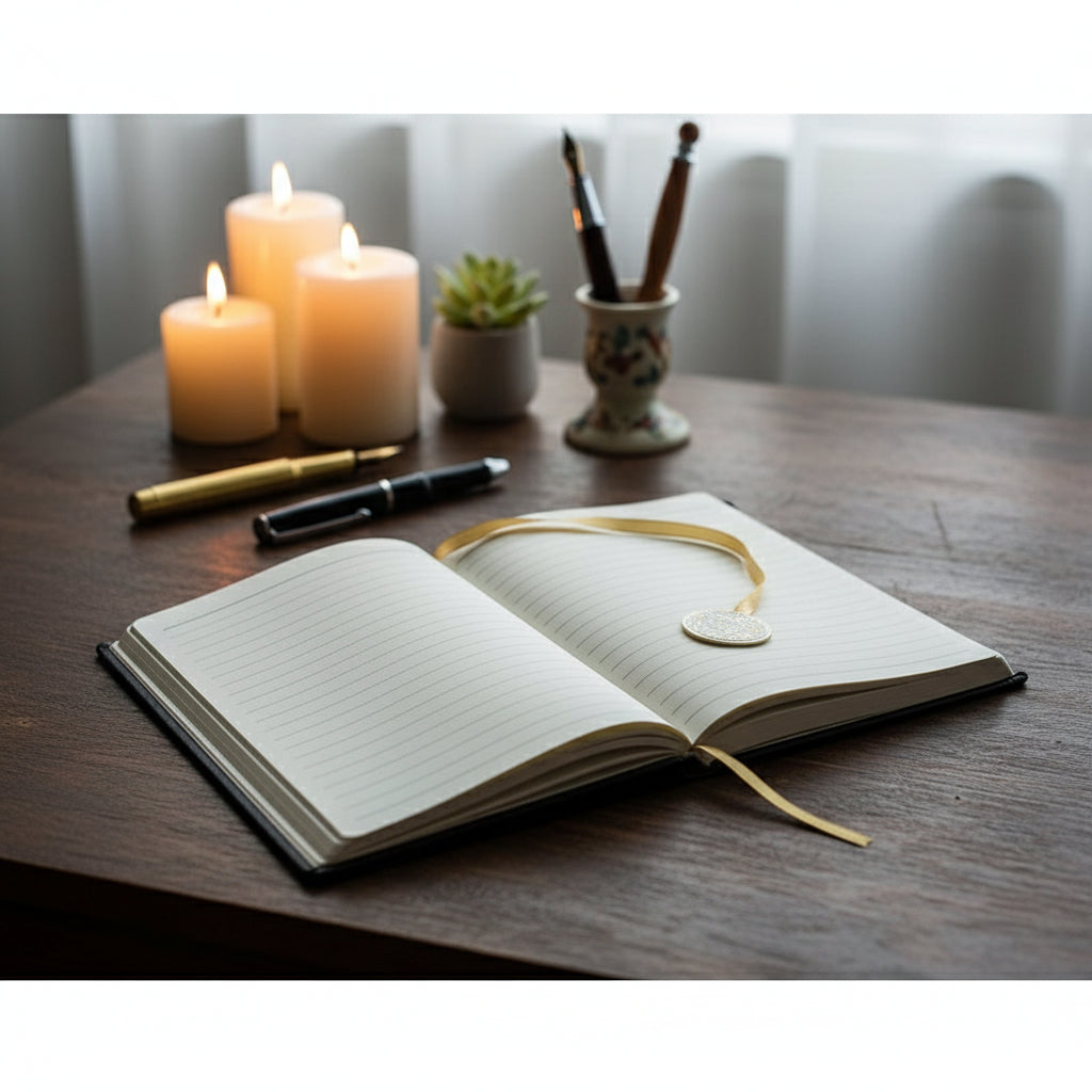 Notizbuch Samt schwarz mit Mondphasen