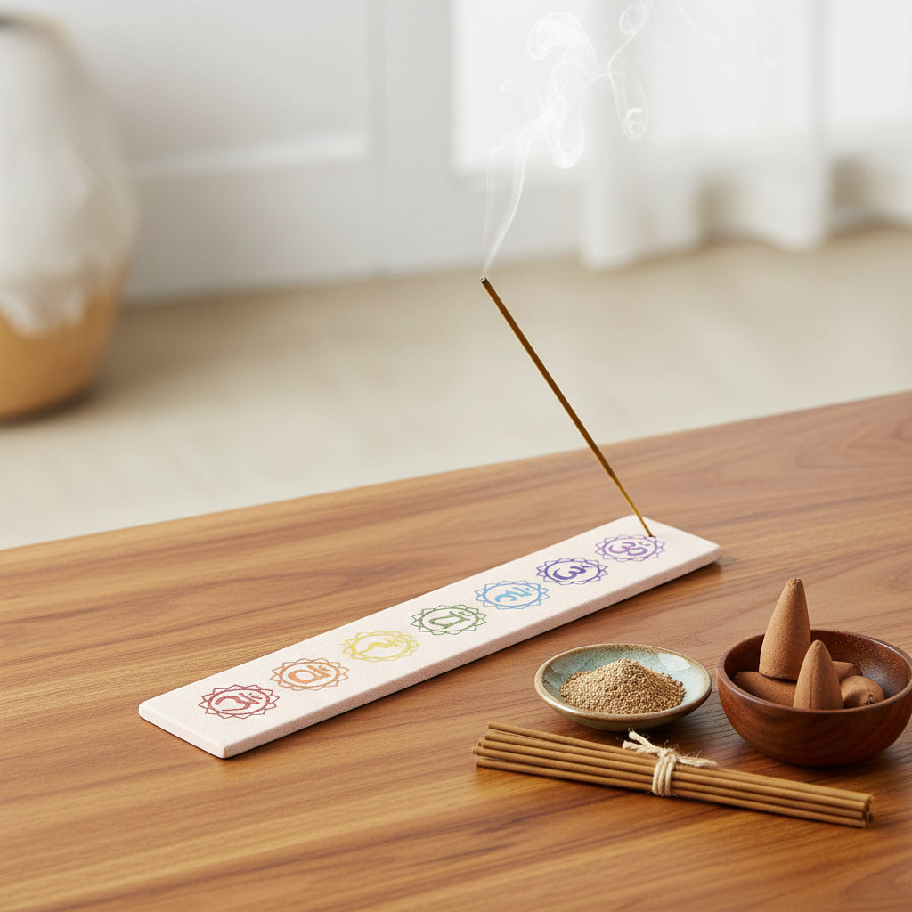 Specksteinhalte Chakra mit Räucherstäbchen