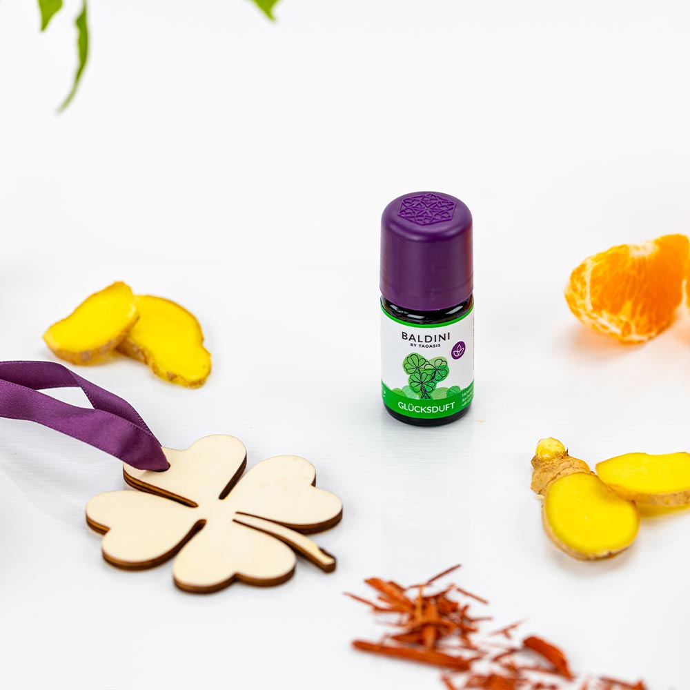 Baldini - "Viel Glück" Mini-Duftset mit Holzkleeblatt