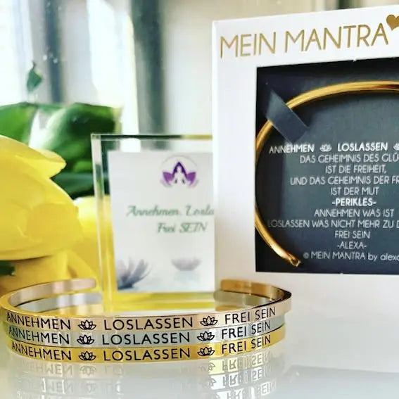 Mantraarmreif - ANNEHMEN LOSLASSEN FREI SEIN