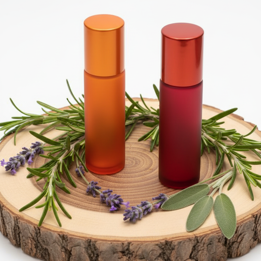 Roll-On Flaschen 10 ml Frosted Serie orange+rot